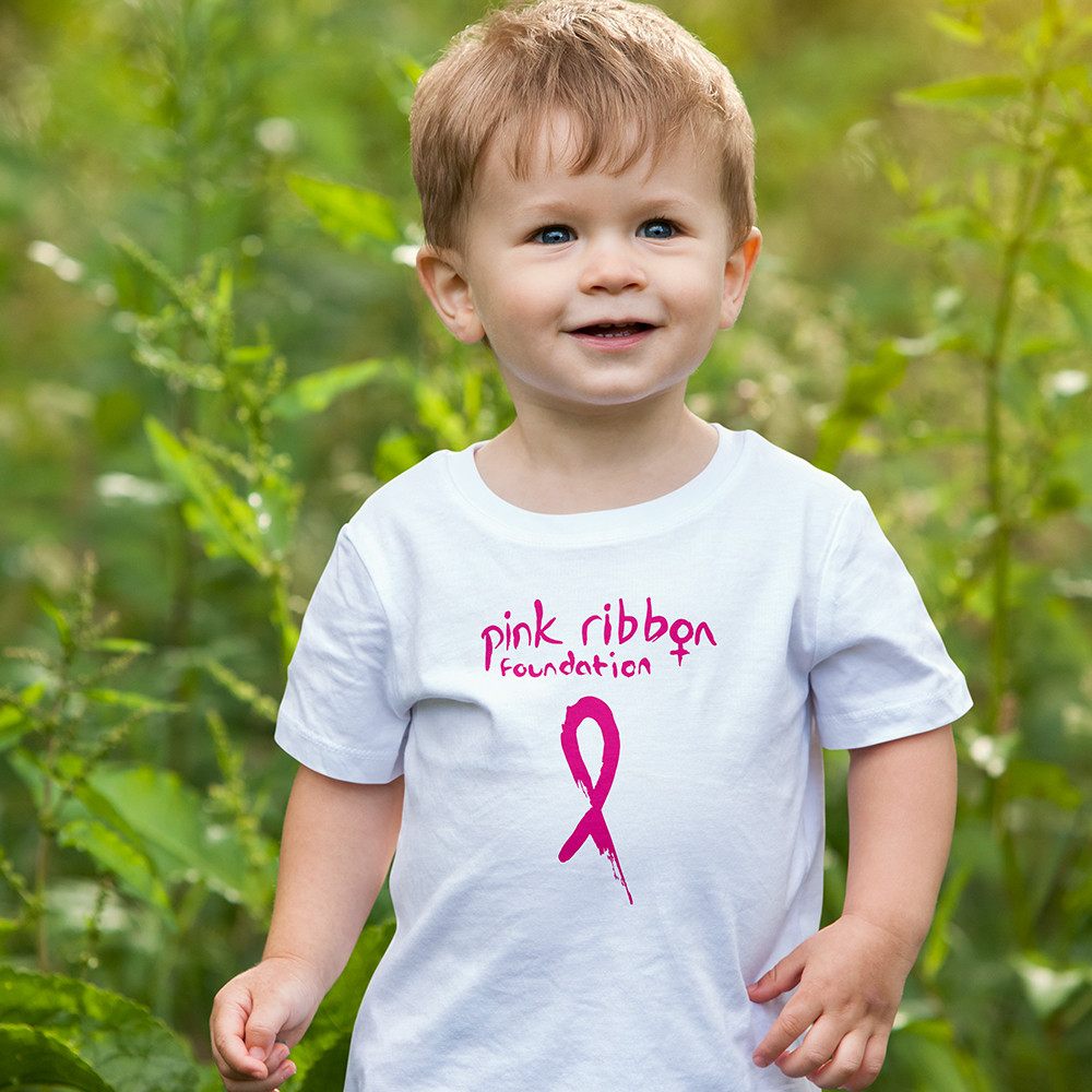 Pink Ribbon Foundation Logo Kids White T-Shirt