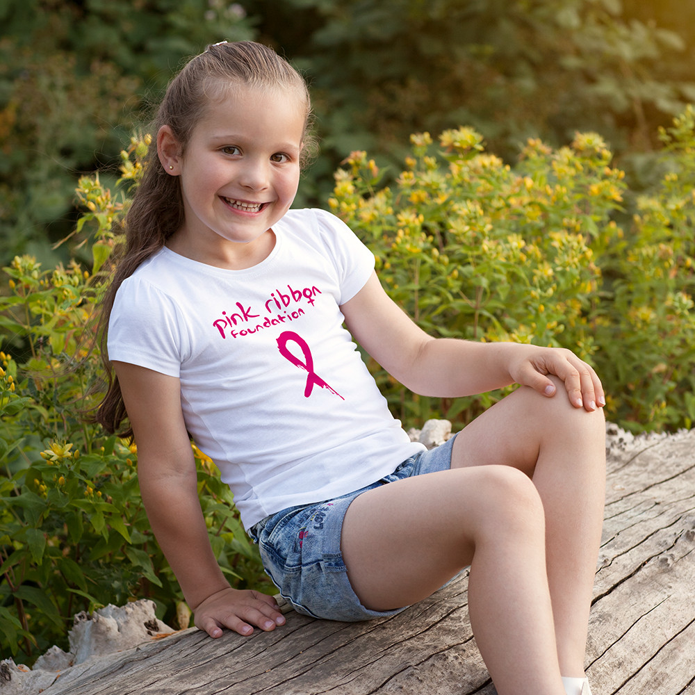 Pink Ribbon Foundation Logo Kids White T-Shirt