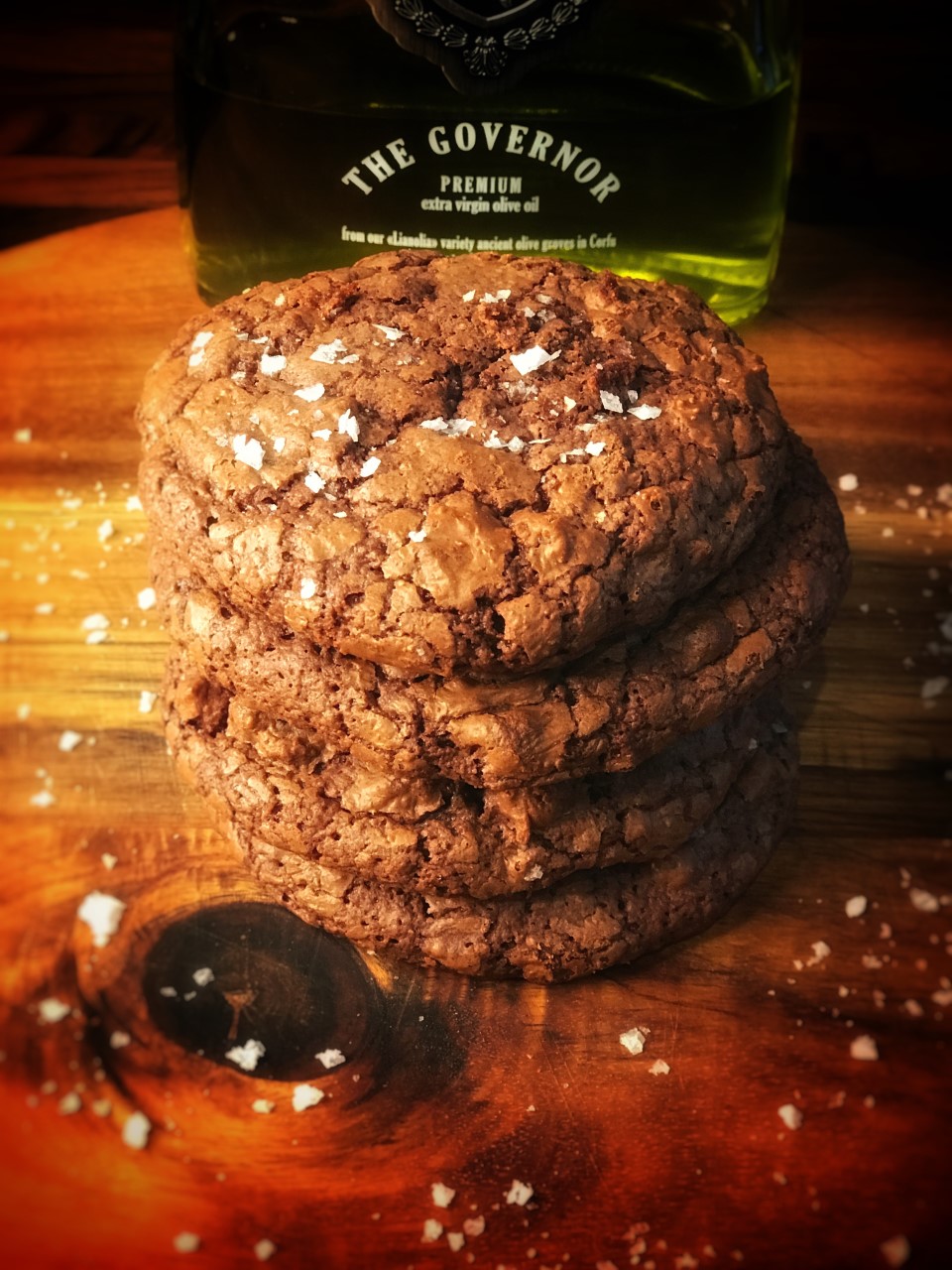 Chocolate and walnut olive oil brownie cookies 